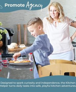 Guidecraft Classic Kitchen Helper® Stool - White with Keepers and Non-Slip Mat- Foldable, Adjustable Height Safety Cooking Tower for Toddlers with Chalkboard - Kids Learning Platform - 6