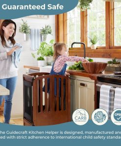 Guidecraft Kitchen Helper® Toddler Tower Step Stool - Contemporary - White- Folding Adjustable Height Montessori Wooden Learning Furniture with Keepers - 2