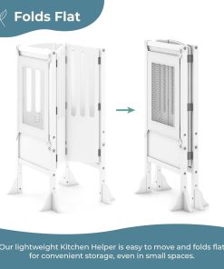 Guidecraft Kitchen Helper® Toddler Tower Step Stool - Contemporary - White- Folding Adjustable Height Montessori Wooden Learning Furniture with Keepers - 8