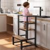INNOD Kitchen Step Stool for Toddlers, Height Adjustable Toddler Tower with Safety Rail, Steel and Wood Toddler Kitchen Stool Helper Kids, Stool for Kids, Learning Tower, Kids' Desk Brown - 1