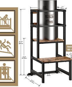 INNOD Kitchen Step Stool for Toddlers, Height Adjustable Toddler Tower with Safety Rail, Steel and Wood Toddler Kitchen Stool Helper Kids, Stool for Kids, Learning Tower, Kids' Desk Brown - 5