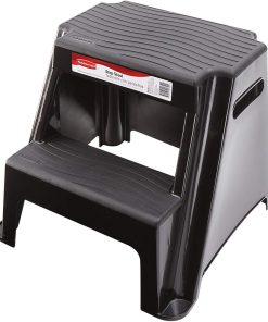 Rubbermaid 2-Step Molded Plastic Step Stool, Lightweight with Slip Resistant Treads and Non-Slip Feet, Black (Amazon Exclusive) - 1