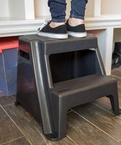 Rubbermaid 2-Step Molded Plastic Step Stool, Lightweight with Slip Resistant Treads and Non-Slip Feet, Black (Amazon Exclusive) - 7