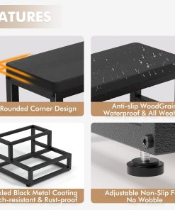 Two-Step Stool for Adults & Kids, Waterproof HDPE Bed Step with Adjustable Non-Slip Feet, Sturdy Metal Frame for Kitchen, Bathroom, Bedroom, RV & Outdoor Use, Black - 5