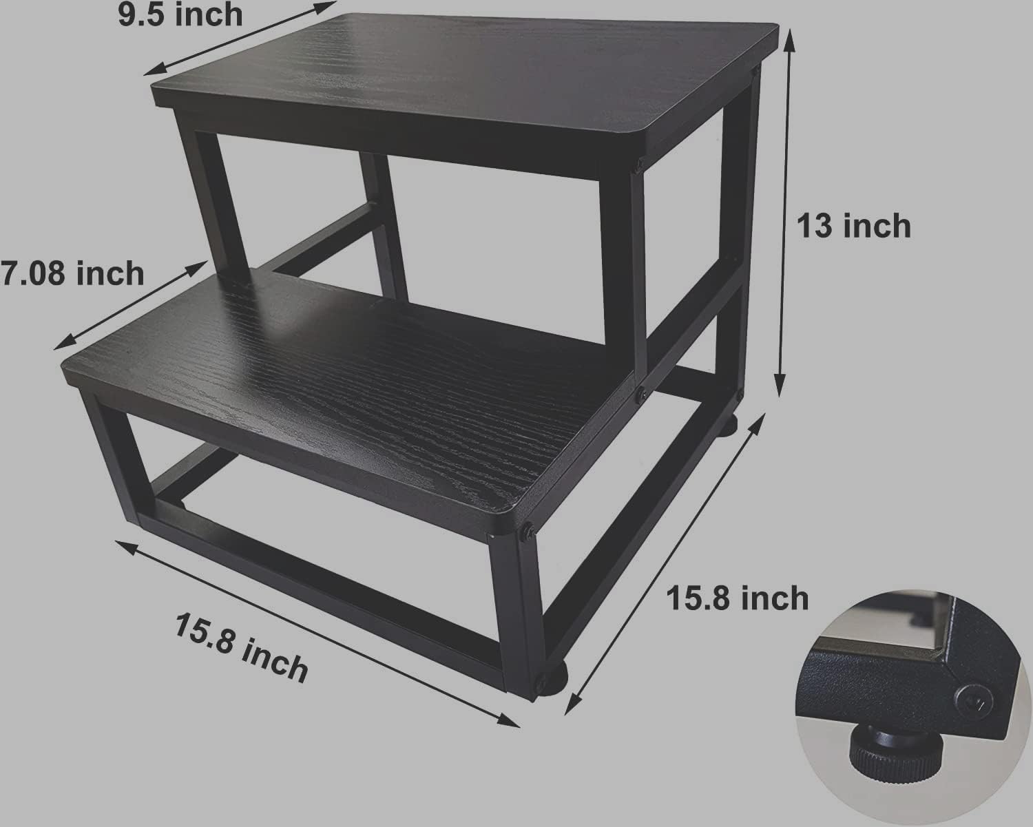 YAKANJ Step Stools for Adults Kids, Heavy Duty Sturdy Metal Frame Hold Up to 500 Lbs Capacity for Kitchen Bathroom Bedroon -Black - 8