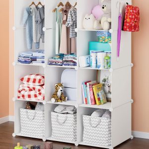 Baby Closet Organizer for Nursery- Durable Baby Wardrobe for Closet - Customizable Baby Dresser Amoire Shelves - Waterproof Shelf Clothes Organizer w-Wall Fixation (White) - 1