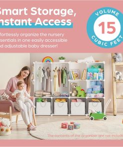 Baby Closet Organizer for Nursery- Durable Baby Wardrobe for Closet - Customizable Baby Dresser Amoire Shelves - Waterproof Shelf Clothes Organizer w-Wall Fixation (White) - 2