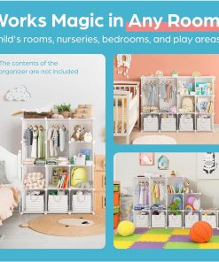 Baby Closet Organizer for Nursery- Durable Baby Wardrobe for Closet - Customizable Baby Dresser Amoire Shelves - Waterproof Shelf Clothes Organizer w-Wall Fixation (White) - 7