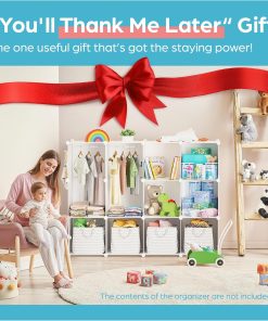 Baby Closet Organizer for Nursery- Durable Baby Wardrobe for Closet - Customizable Baby Dresser Amoire Shelves - Waterproof Shelf Clothes Organizer w-Wall Fixation (White) - 8