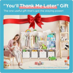 Baby Closet Organizer for Nursery- Durable Baby Wardrobe for Closet - Customizable Baby Dresser Amoire Shelves - Waterproof Shelf Clothes Organizer w-Wall Fixation (White) - 8