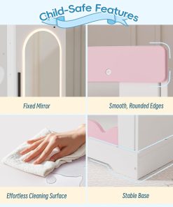 Betterhood Kids Closet with Jewelry Cabinet, Dress up Storage with Shelves&Mirror, Costumes Wardrobe Closet with Hanging Rack for Toddlers,Organizer for Bedroom, (Kids' Armoires, White) - 6