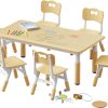 Brelley Kids Table and 6 Chairs Set, Height Adjustable Toddler Desk and Chair Set, Graffiti Desktop, Classroom-Daycare-Home, Children Multi-Activity Table for Ages 2-8 - 1