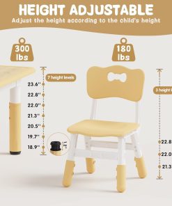 Brelley Kids Table and 6 Chairs Set, Height Adjustable Toddler Desk and Chair Set, Graffiti Desktop, Classroom-Daycare-Home, Children Multi-Activity Table for Ages 2-8 - 2