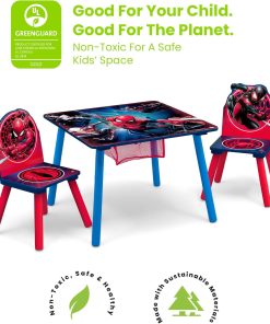 Delta Children Marvel Spider Man Kids Table Set with Storage (2 Chairs Included) Greenguard Gold Certified, Onesize, Blue-Red - 4