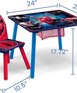 Delta Children Marvel Spider Man Kids Table Set with Storage (2 Chairs Included) Greenguard Gold Certified, Onesize, Blue-Red - 7