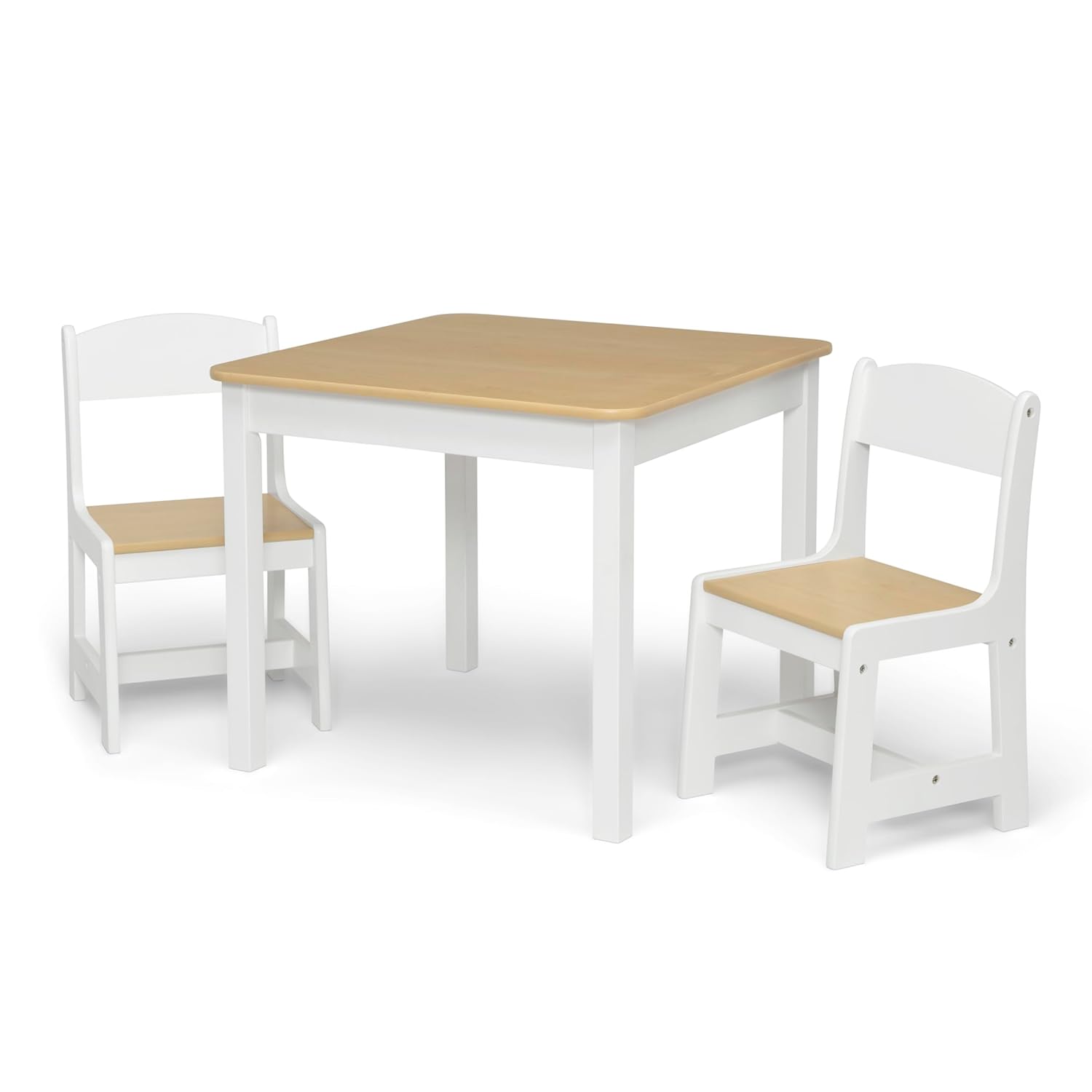 Delta Children MySize Kids Wood Table and Chair Set - Ideal for Arts & Crafts, Snack Time, Homeschooling, Homework & More, Bianca White-Natural - 3