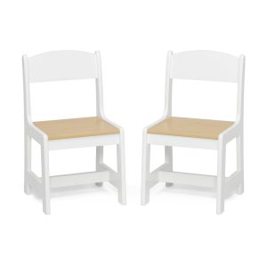 Delta Children MySize Kids Wood Table and Chair Set - Ideal for Arts & Crafts, Snack Time, Homeschooling, Homework & More, Bianca White-Natural - 5