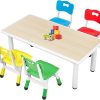 FUNLIO Kids Table and 4 Chairs Set for Ages 3-8, Height Adjustable Toddler Table and Chair Set, Easy to Wipe Arts & Crafts Table, for Classrooms-Daycares-Homes, CPC & CE Approved-Multicolor - 1