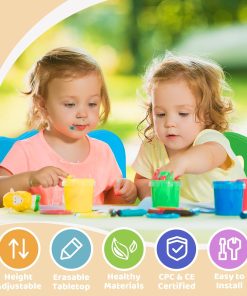 FUNLIO Kids Table and 4 Chairs Set for Ages 3-8, Height Adjustable Toddler Table and Chair Set, Easy to Wipe Arts & Crafts Table, for Classrooms-Daycares-Homes, CPC & CE Approved-Multicolor - 2