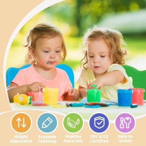 FUNLIO Kids Table and 4 Chairs Set for Ages 3-8, Height Adjustable Toddler Table and Chair Set, Easy to Wipe Arts & Crafts Table, for Classrooms-Daycares-Homes, CPC & CE Approved-Multicolor - 2