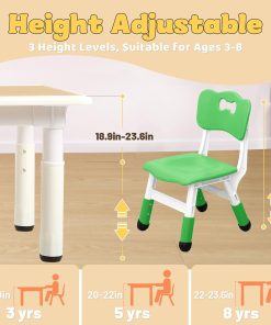 FUNLIO Kids Table and 4 Chairs Set for Ages 3-8, Height Adjustable Toddler Table and Chair Set, Easy to Wipe Arts & Crafts Table, for Classrooms-Daycares-Homes, CPC & CE Approved-Multicolor - 3