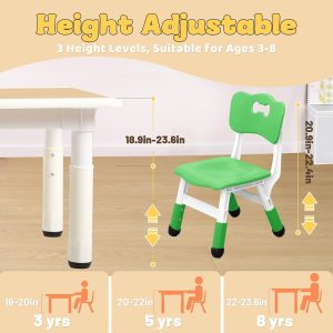 FUNLIO Kids Table and 4 Chairs Set for Ages 3-8, Height Adjustable Toddler Table and Chair Set, Easy to Wipe Arts & Crafts Table, for Classrooms-Daycares-Homes, CPC & CE Approved-Multicolor - 3