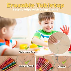 FUNLIO Kids Table and 4 Chairs Set for Ages 3-8, Height Adjustable Toddler Table and Chair Set, Easy to Wipe Arts & Crafts Table, for Classrooms-Daycares-Homes, CPC & CE Approved-Multicolor - 4