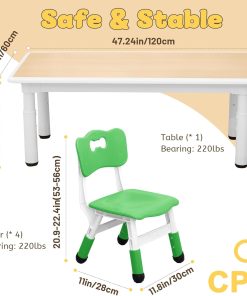 FUNLIO Kids Table and 4 Chairs Set for Ages 3-8, Height Adjustable Toddler Table and Chair Set, Easy to Wipe Arts & Crafts Table, for Classrooms-Daycares-Homes, CPC & CE Approved-Multicolor - 6