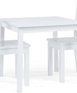 Humble Crew Kids Wooden Table and 2 Chairs Set, White - Square Kids Table and Chair Set for Toddlers and Children for Arts, Crafts, and Snack Time - Sturdy, Durable Toddler Activity Table - 2