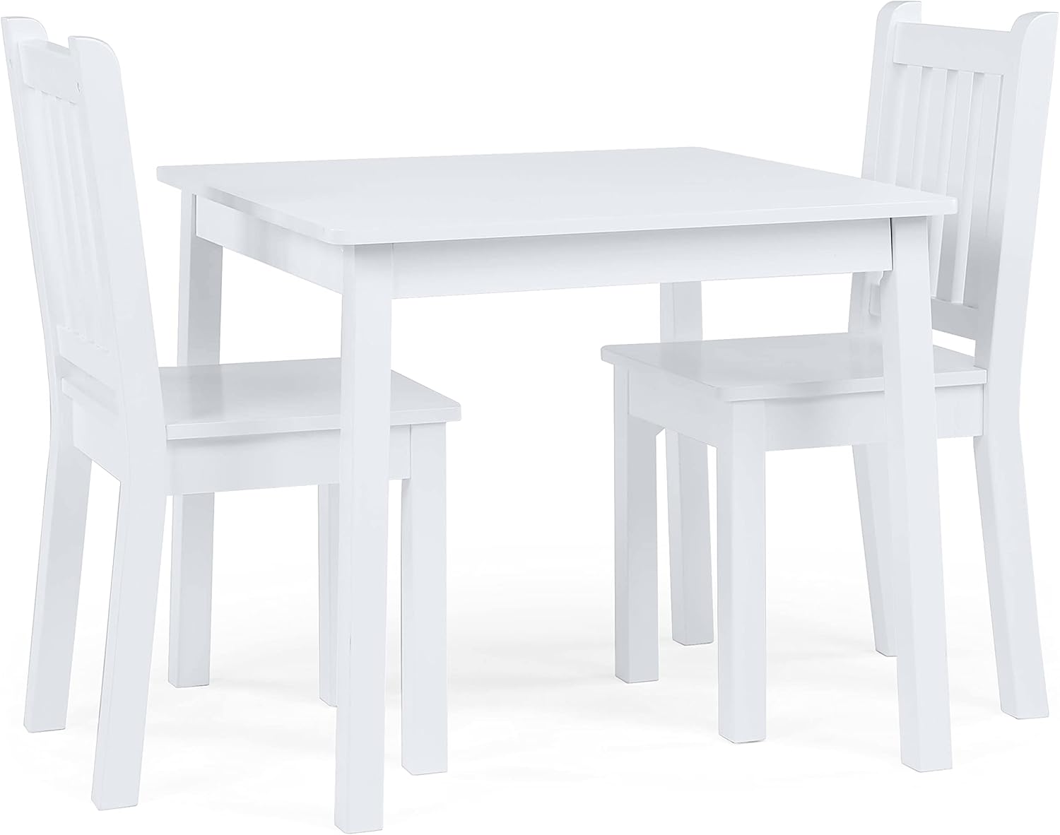 Humble Crew Kids Wooden Table and 2 Chairs Set, White - Square Kids Table and Chair Set for Toddlers and Children for Arts, Crafts, and Snack Time - Sturdy, Durable Toddler Activity Table - 2