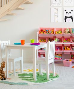 Humble Crew Kids Wooden Table and 2 Chairs Set, White - Square Kids Table and Chair Set for Toddlers and Children for Arts, Crafts, and Snack Time - Sturdy, Durable Toddler Activity Table - 3