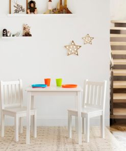 Humble Crew Kids Wooden Table and 2 Chairs Set, White - Square Kids Table and Chair Set for Toddlers and Children for Arts, Crafts, and Snack Time - Sturdy, Durable Toddler Activity Table - 4