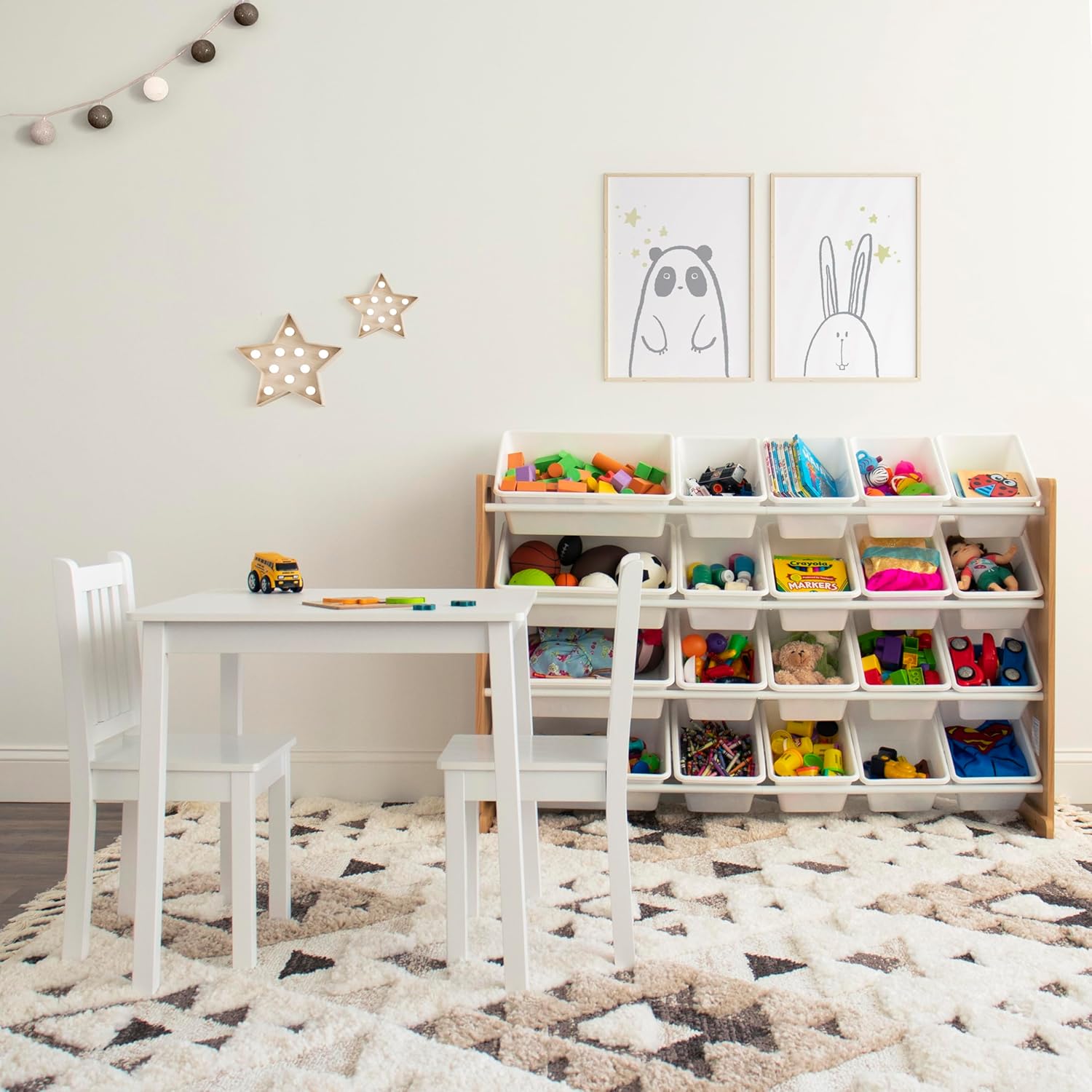 Humble Crew Kids Wooden Table and 2 Chairs Set, White - Square Kids Table and Chair Set for Toddlers and Children for Arts, Crafts, and Snack Time - Sturdy, Durable Toddler Activity Table - 5