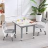 Kids Table and 2 Chairs Set, Height Adjustable Toddler Table and Chair Set, Multi-Activity Table with Graffiti Desktop, Children’s Table and Chairs for Classroom, Home & Daycare - 1