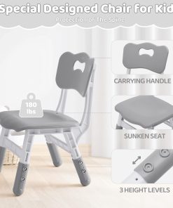 Kids Table and 2 Chairs Set, Height Adjustable Toddler Table and Chair Set, Multi-Activity Table with Graffiti Desktop, Children’s Table and Chairs for Classroom, Home & Daycare - 4