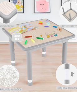 Kids Table and 2 Chairs Set, Height Adjustable Toddler Table and Chair Set, Multi-Activity Table with Graffiti Desktop, Children’s Table and Chairs for Classroom, Home & Daycare - 5