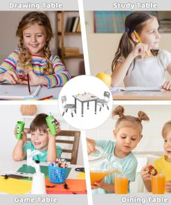 Kids Table and 2 Chairs Set, Height Adjustable Toddler Table and Chair Set, Multi-Activity Table with Graffiti Desktop, Children’s Table and Chairs for Classroom, Home & Daycare - 6