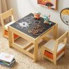 Kids Table and Chair Set, 3 in 1 Wooden Activity Table with Storage Drawer for Toddlers Drawing, Reading, Crafts, 2 in 1 Detachable Tabletop Table Set for Nursery, Playroom - 1