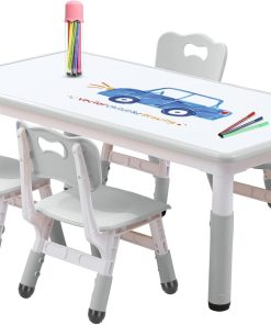 Kids Table and Chair Set for Toddlers - Adjustable Activity Center with Non-Slip Legs & Graffiti-Proof Surface Ages 3-12 - 1