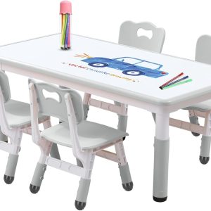 Kids Table and Chair Set for Toddlers - Adjustable Activity Center with Non-Slip Legs & Graffiti-Proof Surface Ages 3-12 - 1