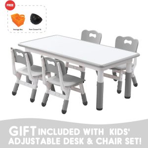 Kids Table and Chair Set for Toddlers - Adjustable Activity Center with Non-Slip Legs & Graffiti-Proof Surface Ages 3-12 - 3