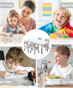 Kids Table and Chair Set for Toddlers - Adjustable Activity Center with Non-Slip Legs & Graffiti-Proof Surface Ages 3-12 - 7