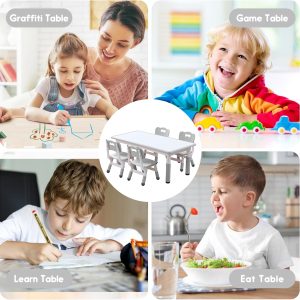 Kids Table and Chair Set for Toddlers - Adjustable Activity Center with Non-Slip Legs & Graffiti-Proof Surface Ages 3-12 - 7