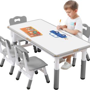 Kids Table and Chair Set for Toddlers - Adjustable Activity Center with Non-Slip Legs & Graffiti-Proof Surface Ages 3-12 - 8