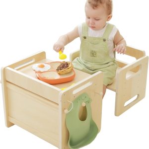 Montessori Weaning Table and Chair Set - Adjustable Design for Toddlers, Ideal for Mealtime, Learning, and Play - 1