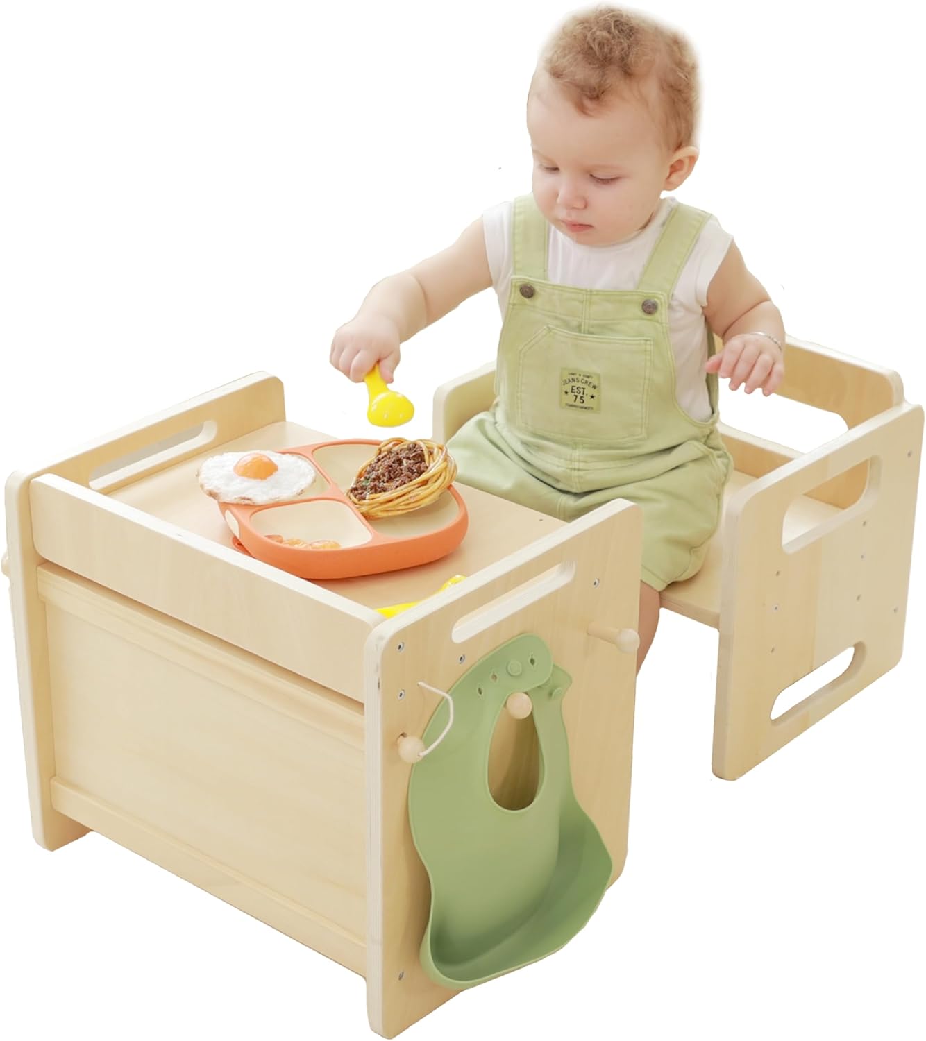 Montessori Weaning Table and Chair Set - Adjustable Design for Toddlers, Ideal for Mealtime, Learning, and Play - 1