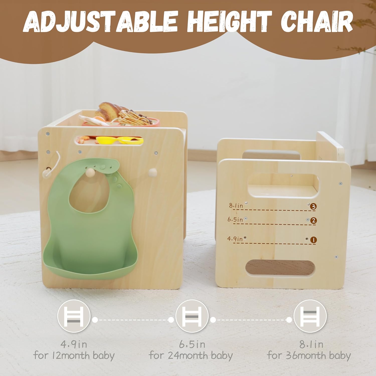 Montessori Weaning Table and Chair Set - Adjustable Design for Toddlers, Ideal for Mealtime, Learning, and Play - 2