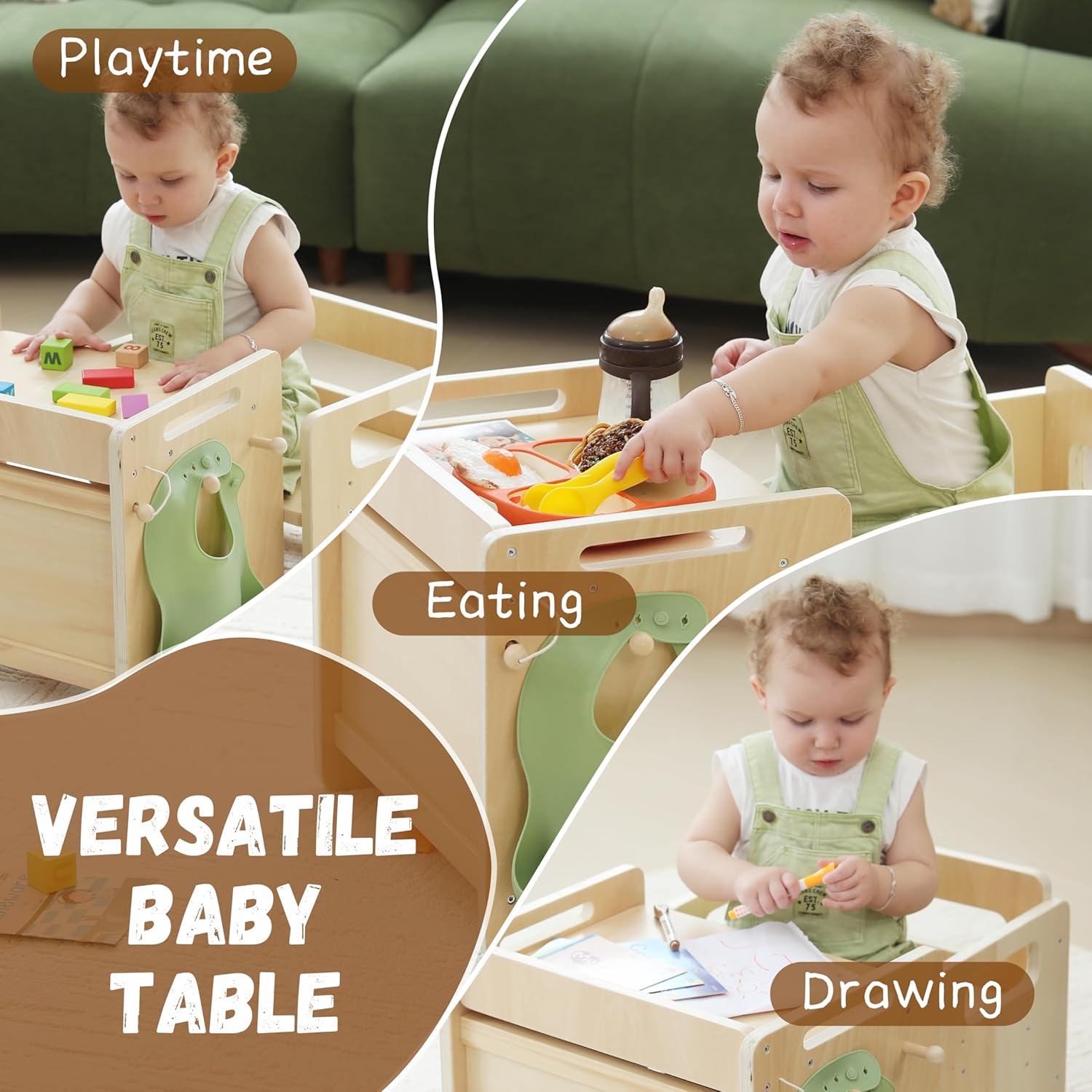 Montessori Weaning Table and Chair Set - Adjustable Design for Toddlers, Ideal for Mealtime, Learning, and Play - 3