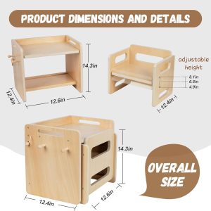 Montessori Weaning Table and Chair Set - Adjustable Design for Toddlers, Ideal for Mealtime, Learning, and Play - 7