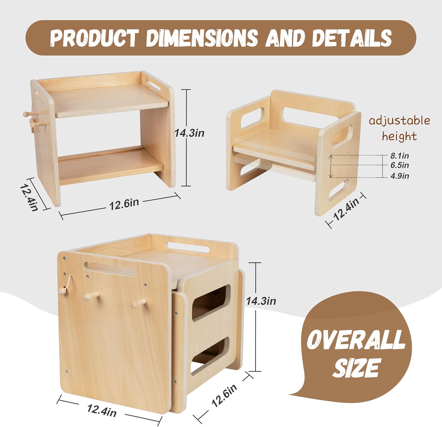 Montessori Weaning Table and Chair Set - Adjustable Design for Toddlers, Ideal for Mealtime, Learning, and Play - 7
